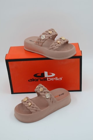 Akınalbella Ultrasoft Taşlı Kadın Terlik Camel