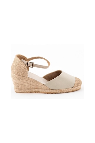Star Tombis Gerçek Elişi Burnu Hasır Dolgu Topuk Bej Keten Hasır Espadril Handmade Bej