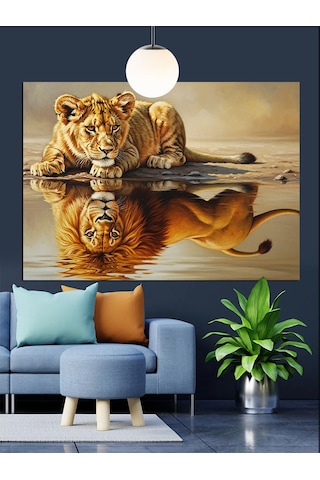 Kaplan Pusuya Yatmış Dekoratif Kanvas - Mdf Ahşap Tablo