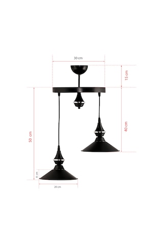 Dede İkili Pera Sarkıt Avize Japon Şapka Siyah2