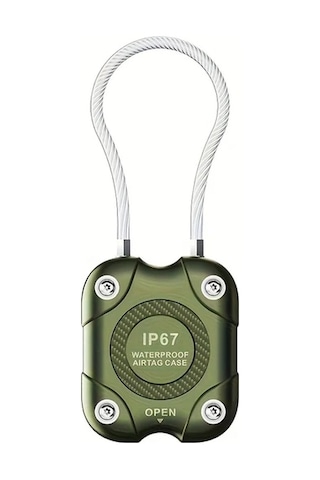 Elmpaly Askeri Yeşil Tel Kablolu Airtag Kılıfı Güvenli Kilitli Anahtarlık Çanta Araç