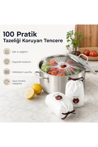 Mucit Home 100 Adet Pratik Tazeliği Koruyan Tencere Ve Tabak Bonesi Çok Amaçlı Kapak Gıda Bonesi