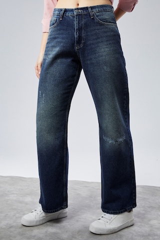 Cedy Denim Cedy Denım Yüksek Kalite Kadın Palazzo Yüksek Bel Cotton Jean Pantolon Koyu Mavi