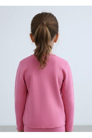 Kız Çocuk Fitilli %100 Pamuklu Düğmeli Hırka Koyu Pembe