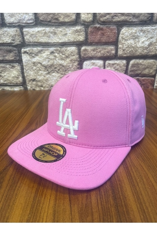 Hamze La Losangeles Nakışlı Hiphop Snapback Rapper Drip Şapka Cap Pembe - Beyaz
