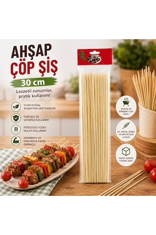 Enfa Ra-329 Ahşap Çöp Şiş 30 Cm - 46 Adet- 10'li Paket
