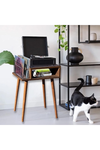 Plak Ve Pikap Sehpası Ahşap Ayaklı