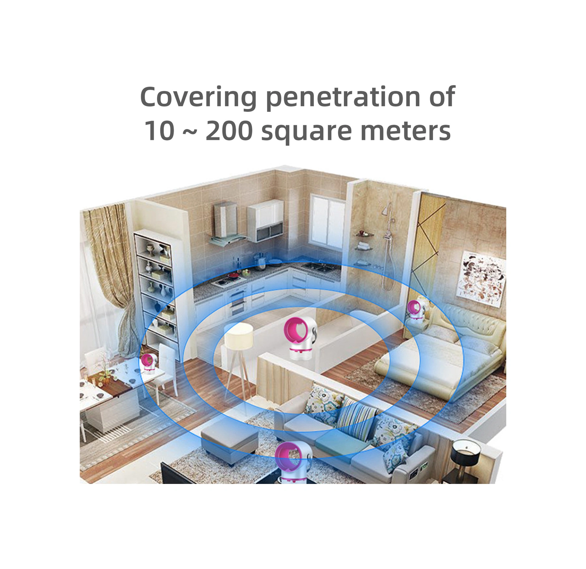 Moveevo Ev Ve Yatak Odası Usb Sessiz Isıtıcı, Işık İle Musluk Tutucu, Toplayıcı Tipi Musluk Ve Sinek Kovucu, Gri Gökyüzü Deseni