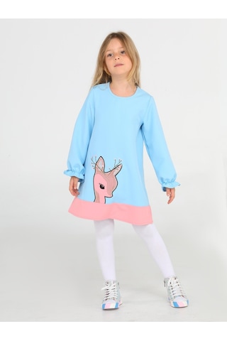 Ceylan Mint Pembe Dokuma Poly Kız Elbise-mint Mint