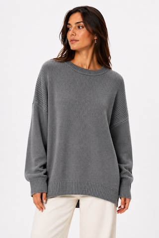 Vadon 1039 Kadın Salaş Yumuşak Dokulu Oversize Basic Triko Kazak Antrasit