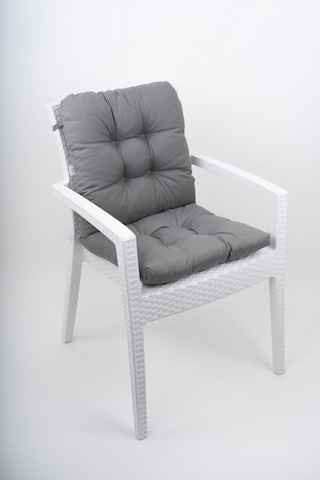 Neva Pofidik Antrasit Arkalıklı Sandalye Minderi Özel Dikişli Bağcıklı 44x84 Cm Antrasit