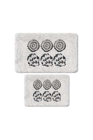 Sevimli Tasarımlı Mikrofiber 2'li Takım Banyo Paspası, Kaymaz Taban, Makinede Yıkanabilir 40x60 50x80 Genel