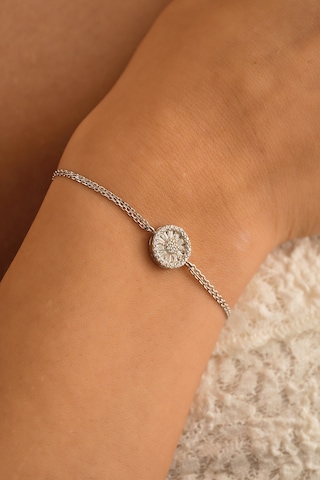 Sefa Gold 14 Ayar Beyaz Altın Baget Taşlı Bileklik Sarı - Beyaz Altın