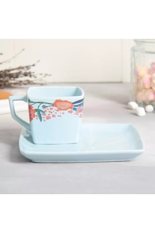 Denezo Mavi Seramik Çay Kupası 150 Ml Ve Tabağı 244856585 Açık Mavi