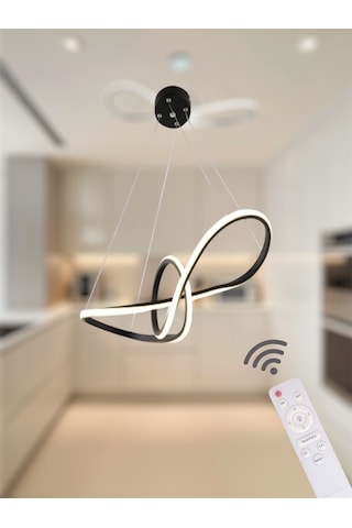 Ey Shop Siyah Papyon Model 3 Renk Led Kumandalı Avize Siyah