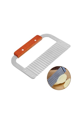 Yaleker Ahşap Saplı Paslanmaz Çelik Dalga Kenar Sabun, Sebze, Mum Kesici - Dayanıklı Ve Kolay Kullanım Diğer