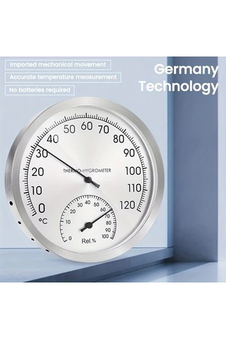 Topshop1 Anjkflur Simli 12.7 Cm Paslanmaz Celik Termometre Higrometre Fahrenheit Selcius Ic Dis Mekan
