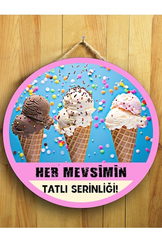 Mayeka Cafeler Restoranlar Dondurmacılar İçin Dondurma Duvar Kapı Tablo Ahşap Askılı Pano Tabela