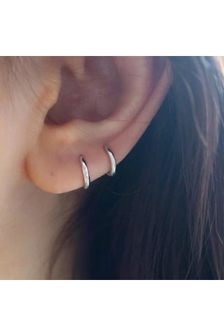 8 Mm Cerrahi Çelik Halka Küpe Gümüş Renkli Gri