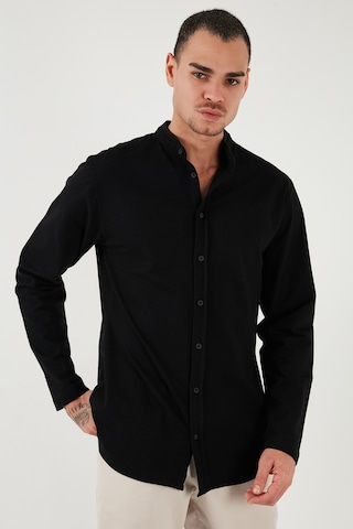 Buratti % 100 Pamuk Slim Fit Hakim Yaka Erkek Gömlek 5902800 Siyah