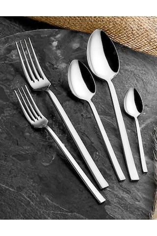 Zagori Düz Sade Model 30 Parça 6 Kişilik Çatal Kaşık Takımı Çelik