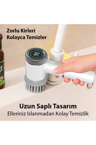 Turbobrush 5 Başlıklı Şarjlı Elektrikli Temizlik Fırçası Ipx7 Mh-hs7839-3524