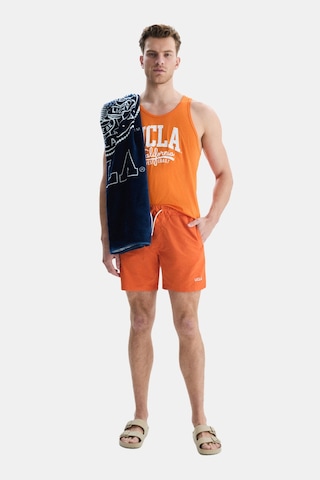 Ucla Perkıns Turuncu Deniz Şort Nakışlı Standard Fit Erkek Deniz Şort Turuncu