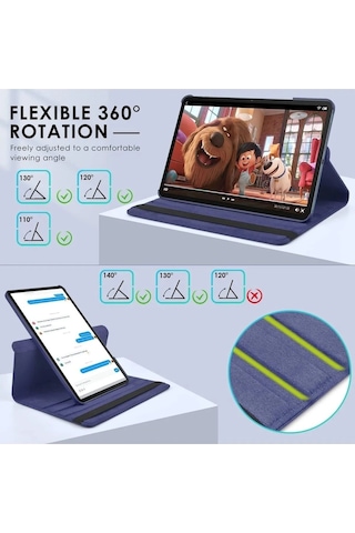 Samsung Galaxy Tab A9 8.7 Inç Tablet Uyumlu 360 Döner Pu Deri Kılıf Seti Sm-x110 Kılıf