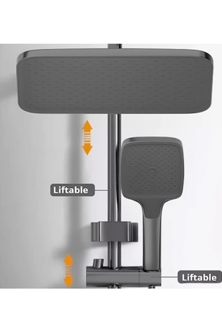 Fastbuy Challenger Gri 4 Fonksiyonlu Piyano Tuşlu Modern Banyo Seti Yağmur Baş Şelale Fıskiye Gri