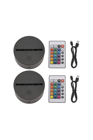 Xurunkeji 2'li Paket 3d Gece Led Işık Lambası Tabanı + Uzaktan Kumanda + Usb Kablosu, Akrilik Siyah İçin 16 Renk Işık Gösterisi Ekran Standı Siyah