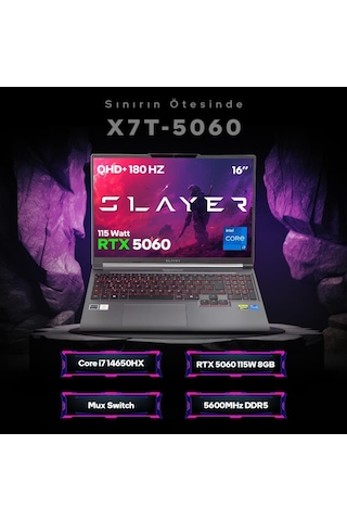 Game Garaj Slayer X7T-5060-C7 i7-14650HX 16 GB 1 TB SSD RTX5060 16" Free Dos Dizüstü Bilgisayar