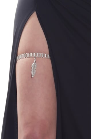 Labalaba Kadın Antik Gümüş Kaplama Yaprak Charm Detaylı Lastikli Bacak Zinciri Gümüş