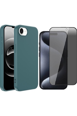 Vendas Apple Uyumlu iPhone 17e Kılıf Zore Mara Lansman Kapak + Hayalet Ekran Koruyucu Yeşil