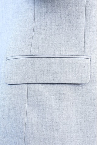 Açık Gri Slim Fit İki Düğmeli Keten Görünümlü Erkek Takım Elbise - Wessi Açık Mavi