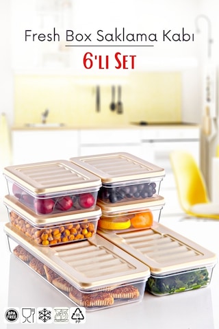 Nandy Home Freshbox Saklama Kabı Set 1 Krem 6'lı Krem