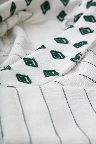 Ecocotton İmre Bej-yeşil "m-l" %100 Organik Pamuk Müslin Jakarlı Aile Bornoz Seti Bej - Yeşil