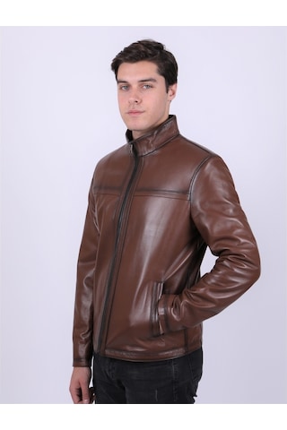 New Zaya Leather Erkek Açık Kahverengi Deri Mont (468603729) Açık Kahverengi