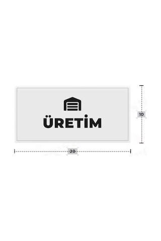Üretım Yazılı - Metal - Beyaz Renk - Kapı İsimliği - 20x10 Cm