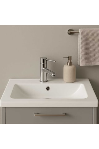 Rudi Armatür Premium Pirinç Modern Oval Gövde Lavabo Bataryası Gümüş