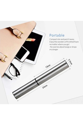 Vkemall Usb Şarjlı Çelik Gıda Dereceli Süt Köpürtücü, 2 Hızlı, Ev Ve Seyahat İçin Taşınabilir Kahve Latte Köpürtücü Diğer