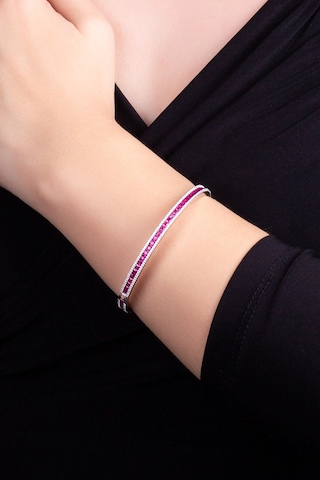 Pembe Maia 18 Ayar Beyaz Altın Kaplama Gümüş Kelepçe Bileklik Gümüş - Rodyum