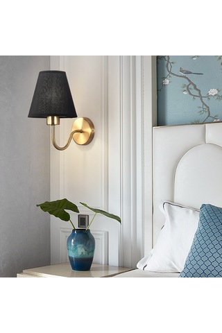 Yunboo 4018 Bakır Renkli Keten Kapaklı Modern Duvar Lambası - Otel, Yatak Odası, Koridor İçin - Tekli Paket Far Yok Keten