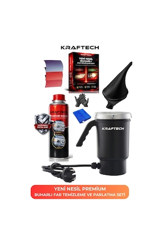 Kraftech Yeni Nesil Premium I Buharlı Araba Far Temizleme Ve Parlatma Seti - 8 Parça Ürün