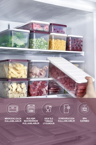 Selka Home 6 Adet 2 Lt. Nora Organizer Buzdolabı Buzluk Düzenleyici Saklama Kabı