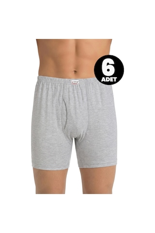 Öts Erkek 6 Lı %100 Pamuk Boxer Süprem Nefes Alan Doku 2620-6 Gri