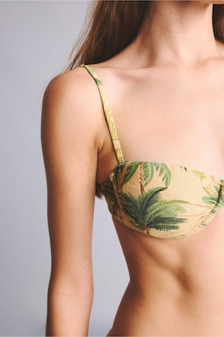 Defacto Regular Fıt Çiçekli Simli Kumaş Bikini Üstü G7029ax26smkh452 Haki-kh452