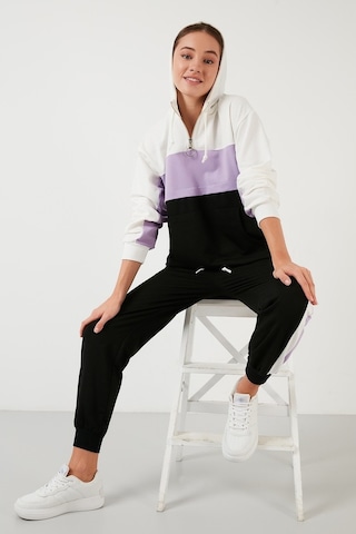 Lela Renk Bloklu Regular Fit Kapüşonlu Spor Bayan Takım 5863835 Lila