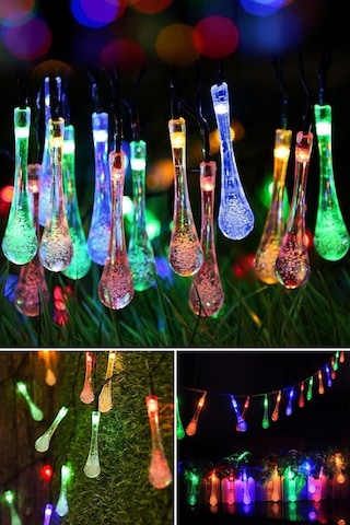 Technojet Solar 50 Ledli Su Damlası Model Rgb Renkli Güneş Enerji Çok Renkli