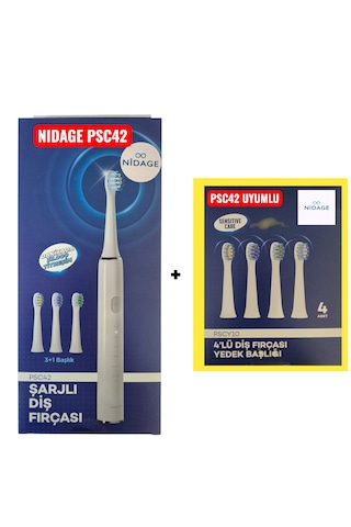 Nidage Psc42 Şarjlı Diş Fırçası + Psc42 Uyumlu Yedek Başlık 4'lü