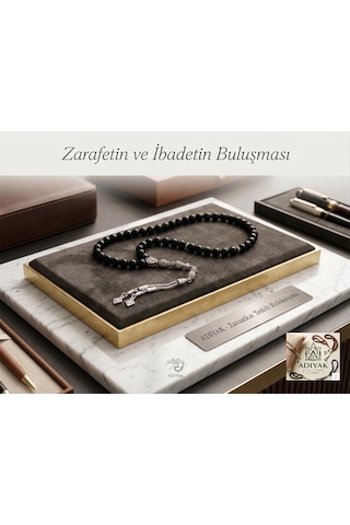 Cam Oniks Taşı Erkek Tesbih - 8 Mm Küre Kesim Siyah Doğal Taş Tesbih